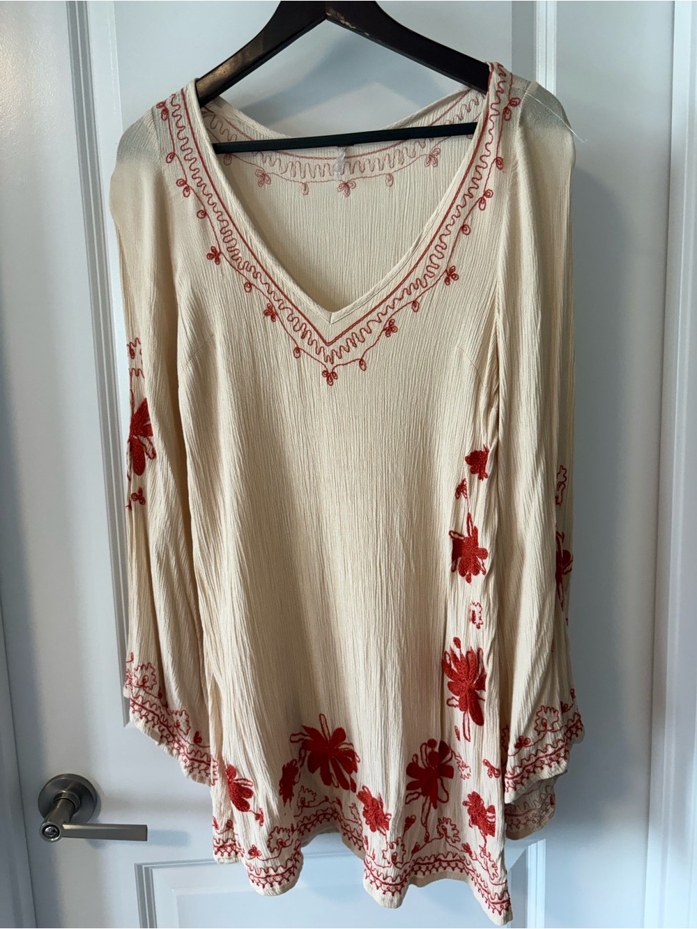 Free People Skyfall Bell Sleeve Embroidered Tunic Dress Boho - Picture 3 of 9
